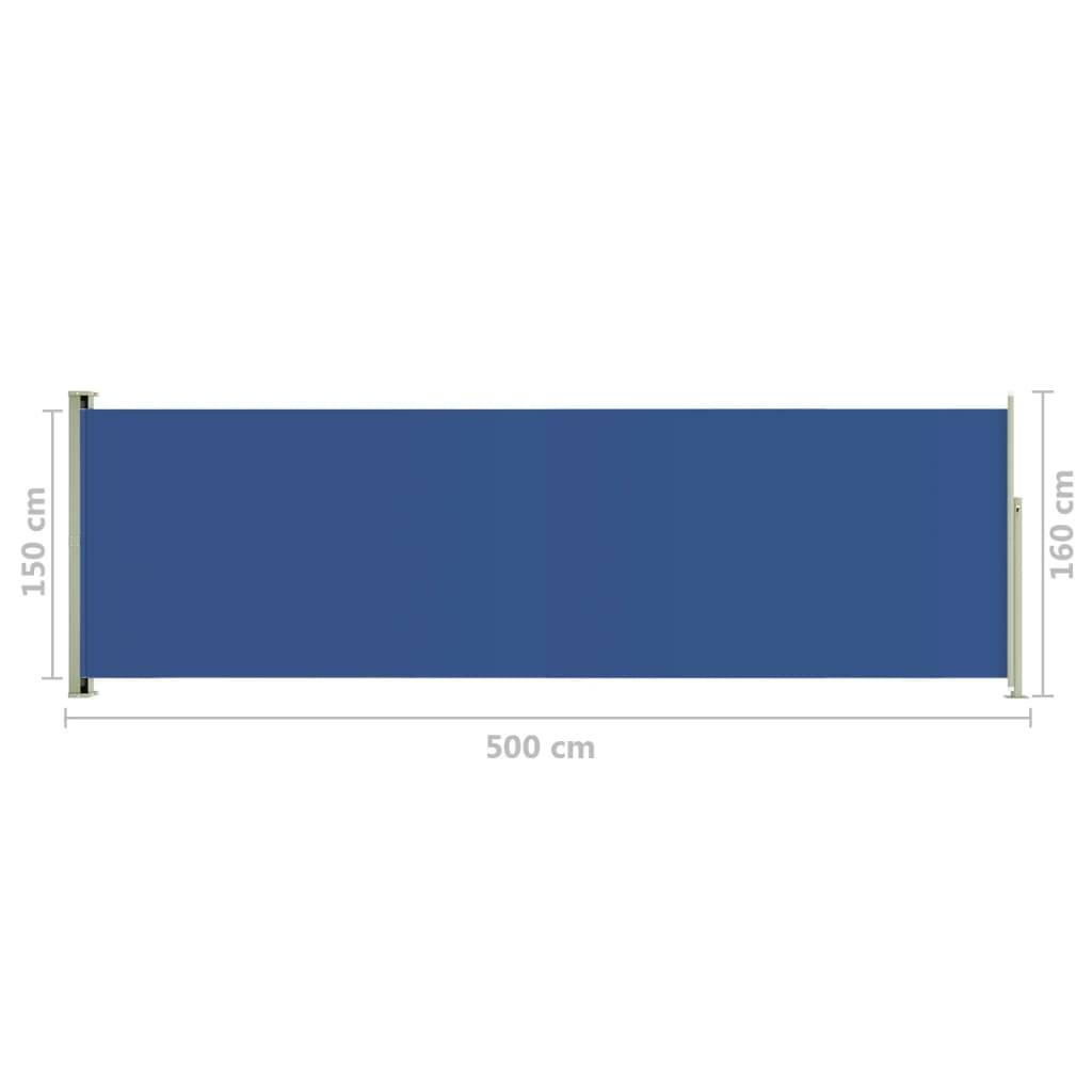 Helloshop26 - Auvent paravent store brise-vue latéral rétractable de patio jardin terrasse balcon protection visuelle écran 160 x 500 cm bleu - Image 6