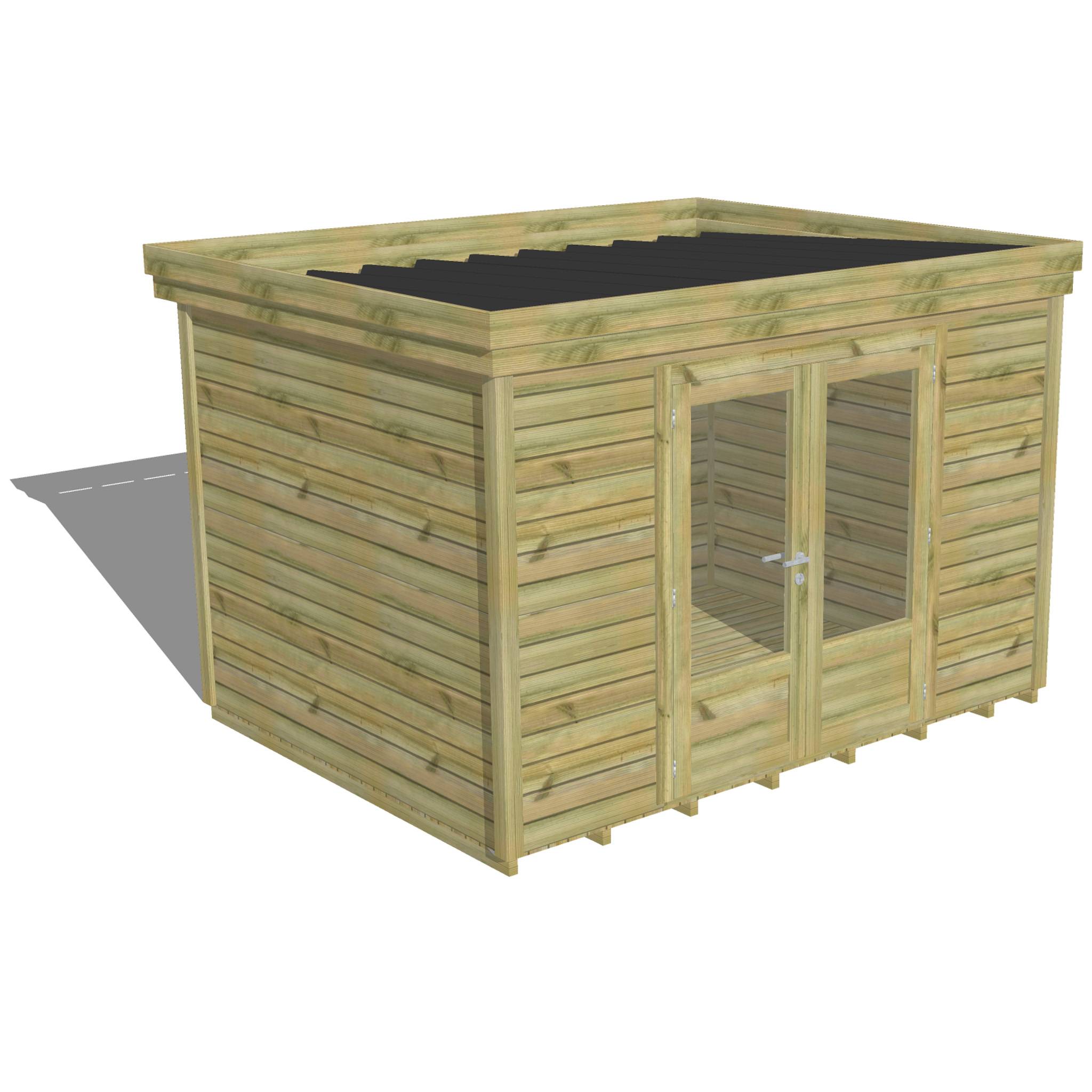 Abri Français - ABRI DE JARDIN bois autoclave 27mm - 3,44x2,64m / 9m2 - Bac acier - Plancher bois - Image 1