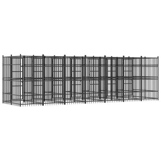 Chenil pour chiens acier noir 672 x 192 x 200 cm - PANGIVO - Image 7