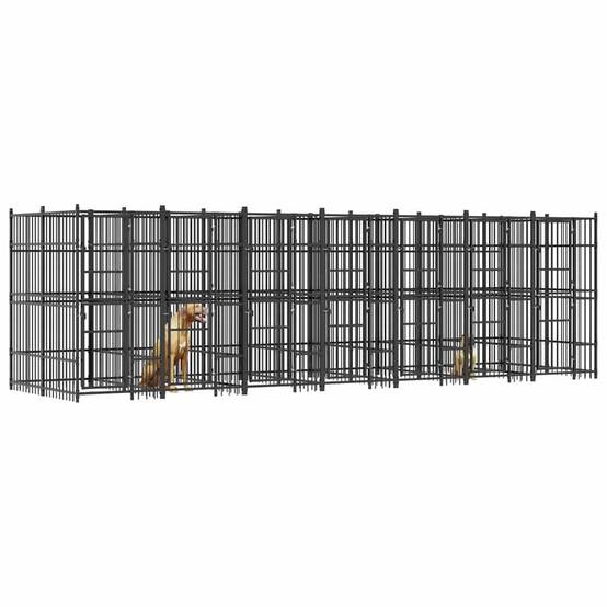 Chenil pour chiens acier noir 672 x 192 x 200 cm - PANGIVO - Image 4