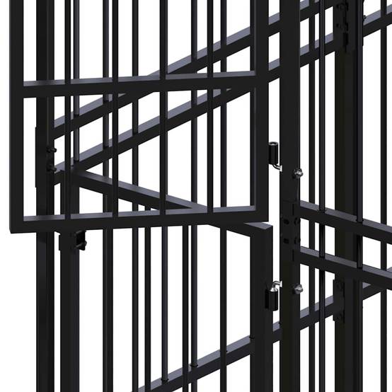 Chenil pour chiens acier noir 672 x 192 x 200 cm - PANGIVO - Image 10