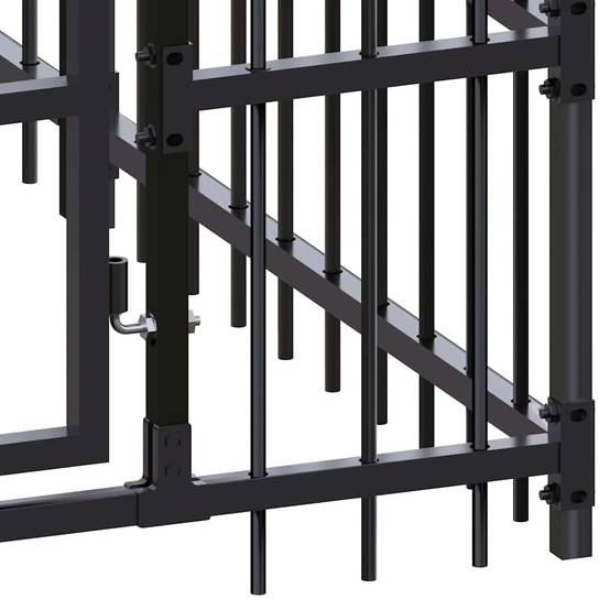 Chenil pour chiens acier noir 672 x 192 x 200 cm - PANGIVO - Image 9