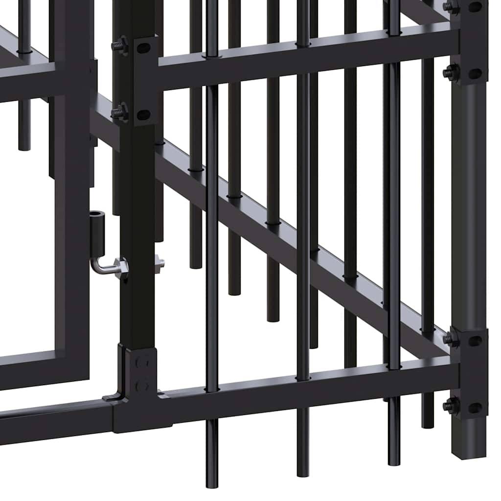 Chenil pour chiens acier noir 672 x 192 x 200 cm - PANGIVO - Image 9