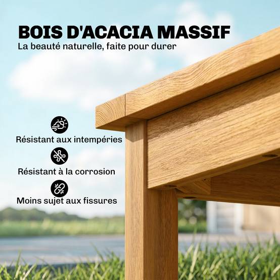 Table basse de jardin bois d'acacia naturel 48 x 48 x 46 cm - PANGIVO - Image 6