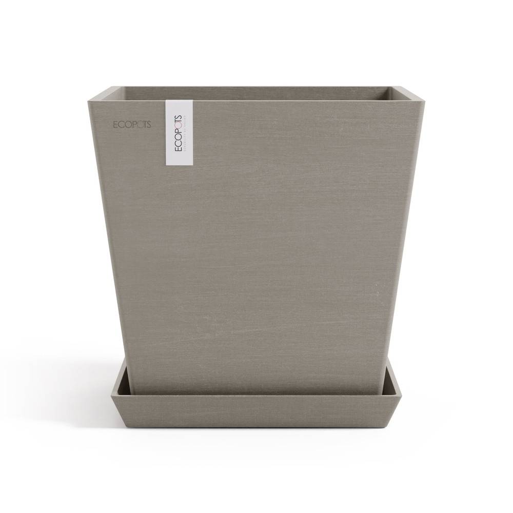 Ecopots - Pot Carré Rotterdam 25 Taupe + réservoir d'eau - 25,2 x 25,2 x H. 24,5 cm - 10,7 L ECOPOTS - Image 3