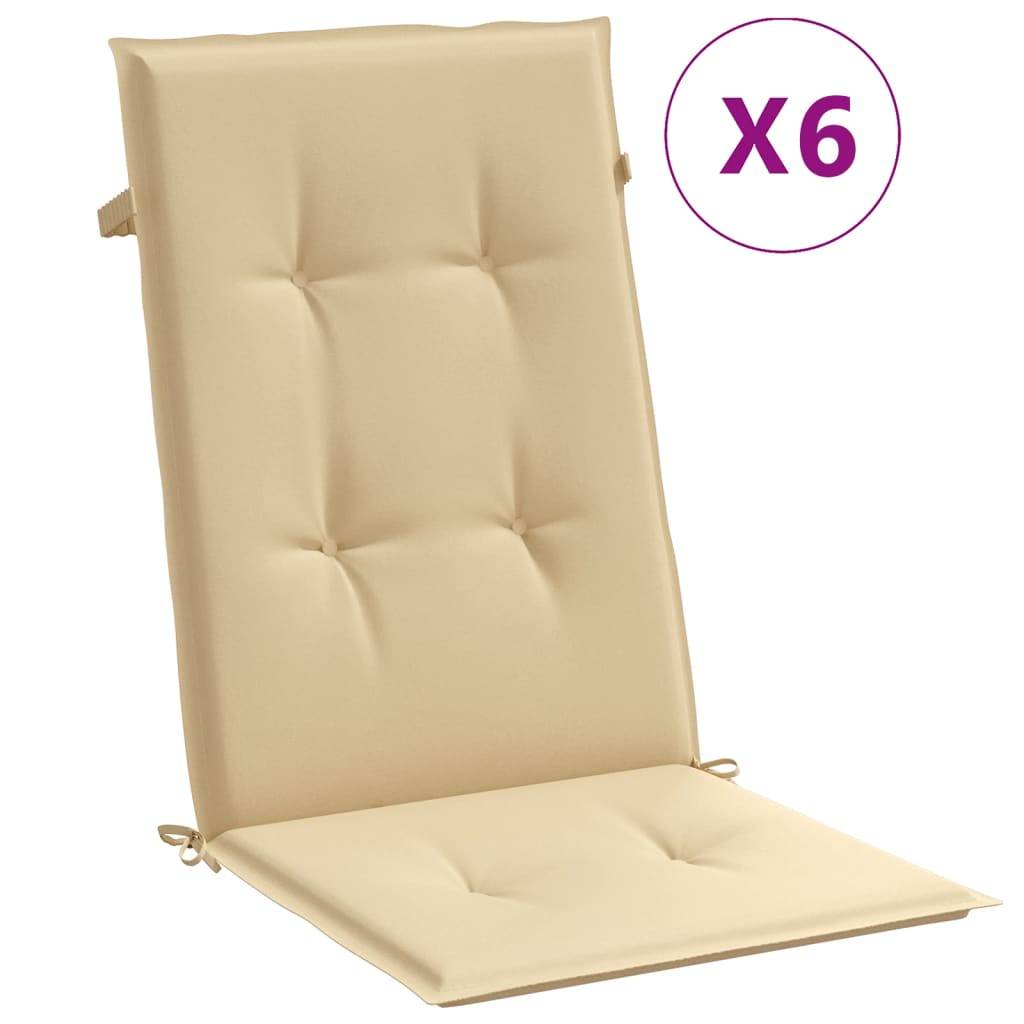 ComfortXL - Lot de 6 Coussins Dossier Haut Tissu Polyester Anti-glisse pour Chaise de Jardin Beige Mélangé 120x50cm – ComfortXL Outdoor Living - Image 2