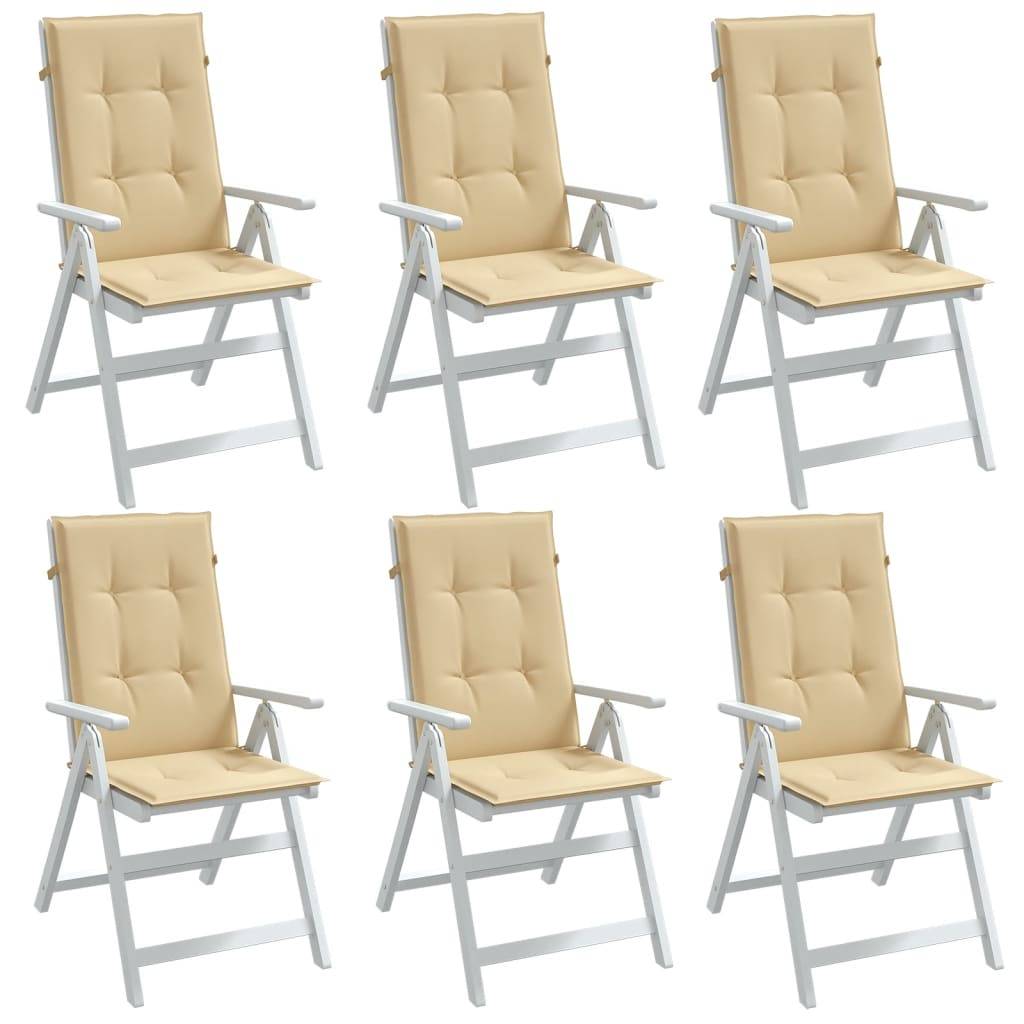 ComfortXL - Lot de 6 Coussins Dossier Haut Tissu Polyester Anti-glisse pour Chaise de Jardin Beige Mélangé 120x50cm – ComfortXL Outdoor Living