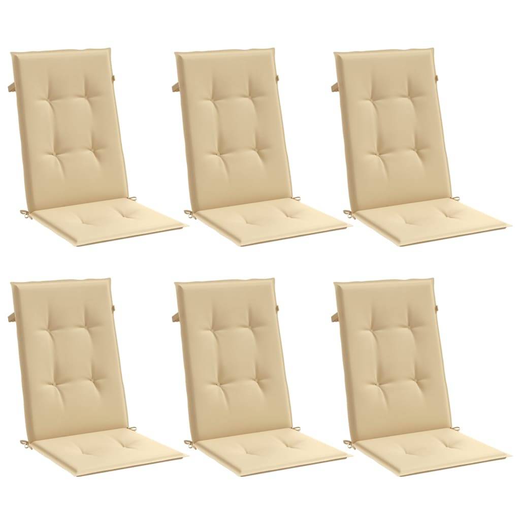 ComfortXL - Lot de 6 Coussins Dossier Haut Tissu Polyester Anti-glisse pour Chaise de Jardin Beige Mélangé 120x50cm – ComfortXL Outdoor Living - Image 3