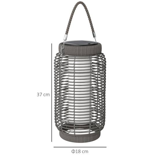 Lampadaire solaire LED extérieur résine tressée jardin terrasse allée étanche 37cm gris - ComfortXL Outdoor Living - Image 5