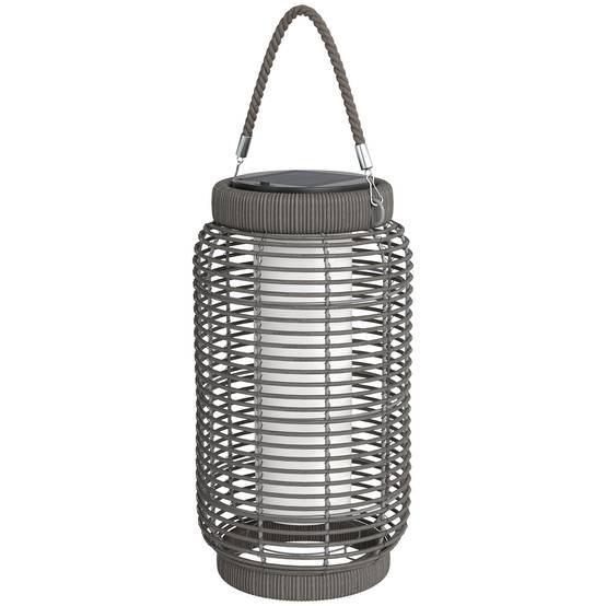 Lampadaire solaire LED extérieur résine tressée jardin terrasse allée étanche 37cm gris - ComfortXL Outdoor Living - Image 2