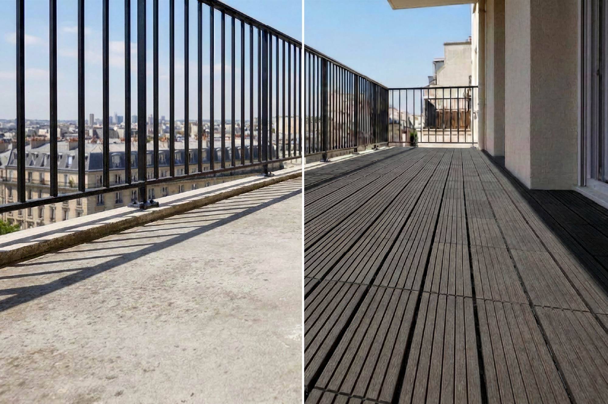 Casanoov Lot de 30 dalles clipsables terrasse en composite SERRA gris rainuré 30x30cm - Image 6