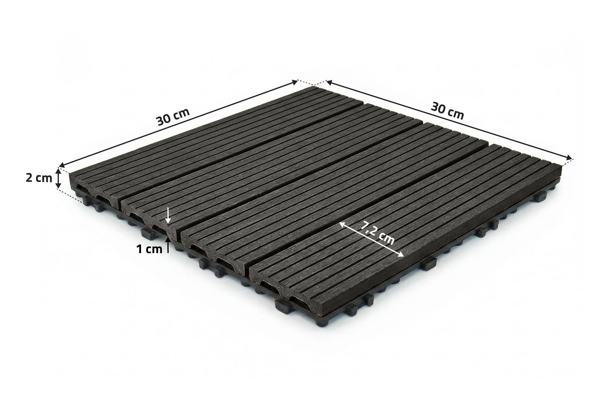 Casanoov Lot de 30 dalles clipsables terrasse en composite SERRA gris rainuré 30x30cm - Image 3