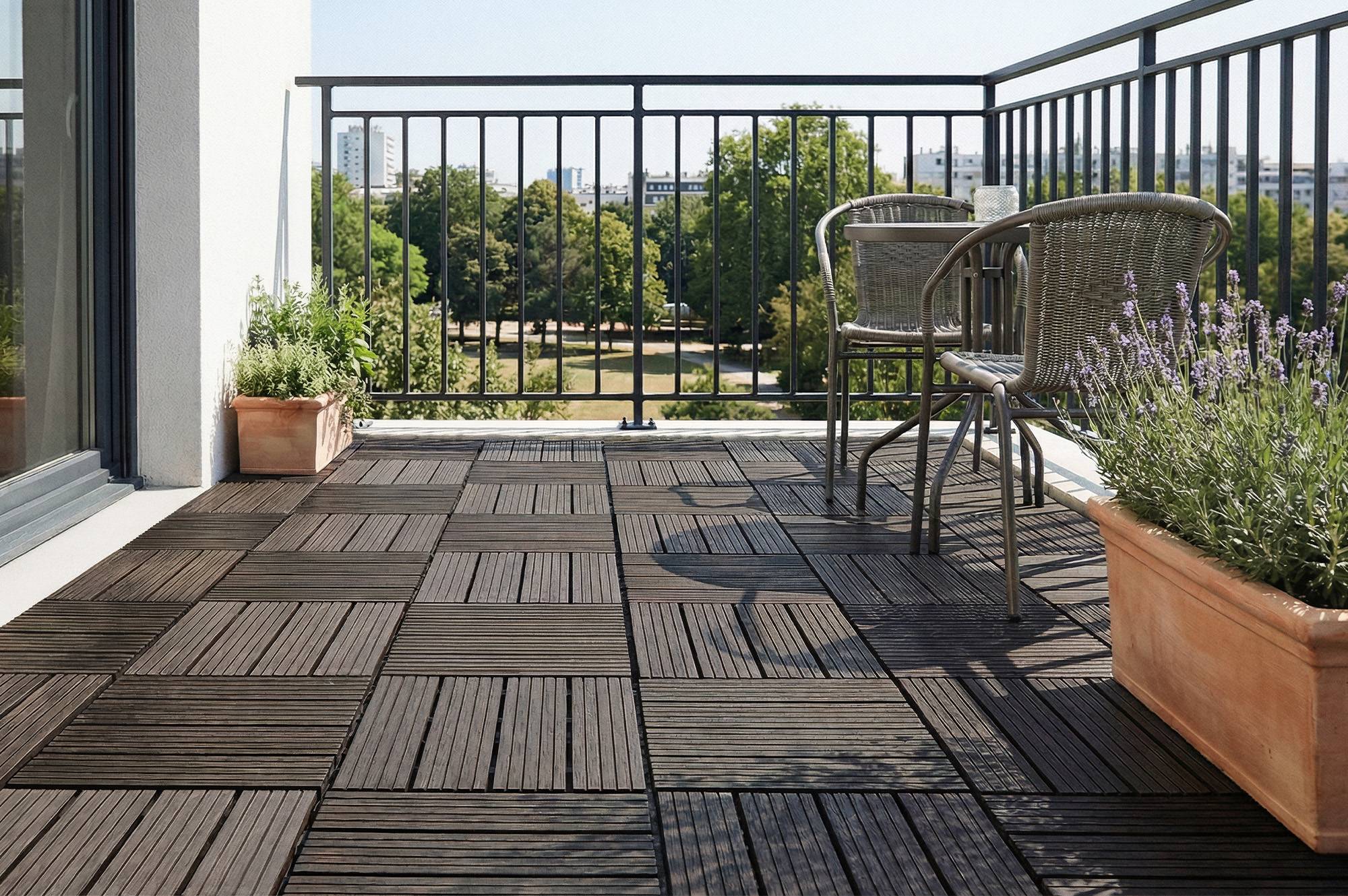 Casanoov Lot de 30 dalles clipsables terrasse en composite SERRA gris rainuré 30x30cm - Image 2