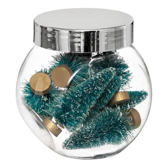 Atmosphera - Lot de 5 Sapins Enneigés Déco "Bocal" 7cm Vert