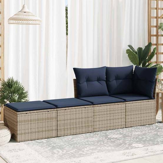 Salon de jardin 2 pcs | Mobilier d'extérieur avec coussins gris résine tressée acacia Maison Chic - Image 3