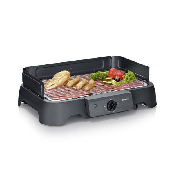Severin - Barbecue Electrique - Grillade  électrique de table - SEVERIN - PG8593 - 2000 W - Surface de cuisson 38 x 22 cm - Grille Inox - Thermostat réglable -