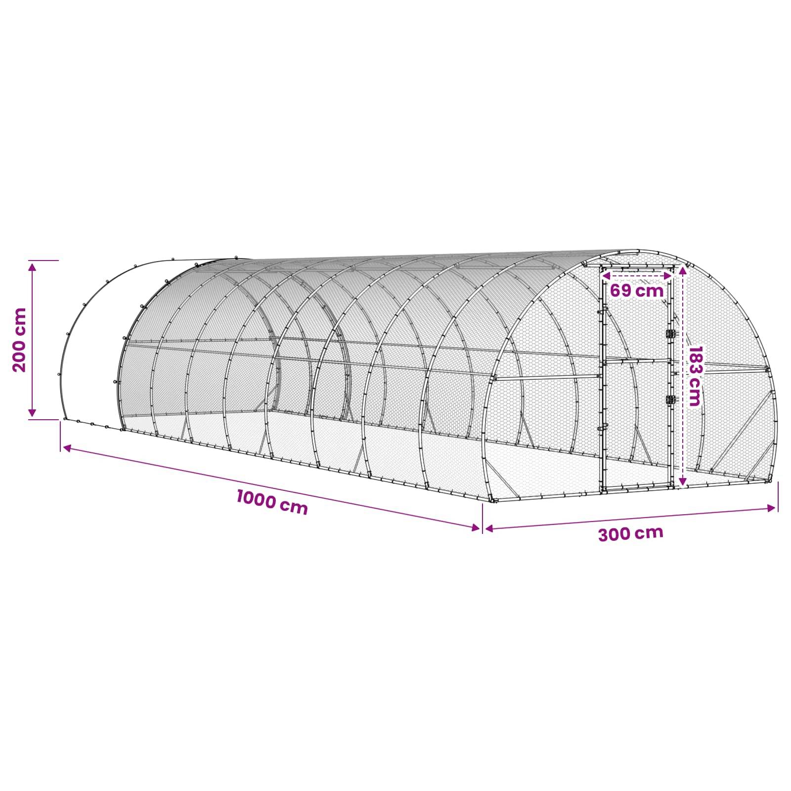 Vidaxl - Poulailler Argenté 1000 x 300 x 200 cm Acier galvanisé vidaXL 3434699 - Image 3