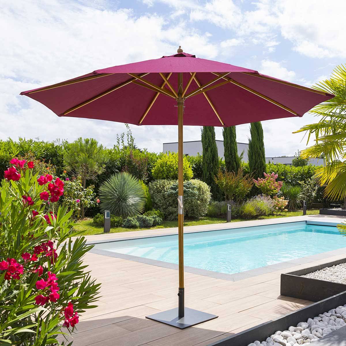Hesperide - Parasol droit "Tinaei" bordeaux 3m en bambou Hespéride - Image 1