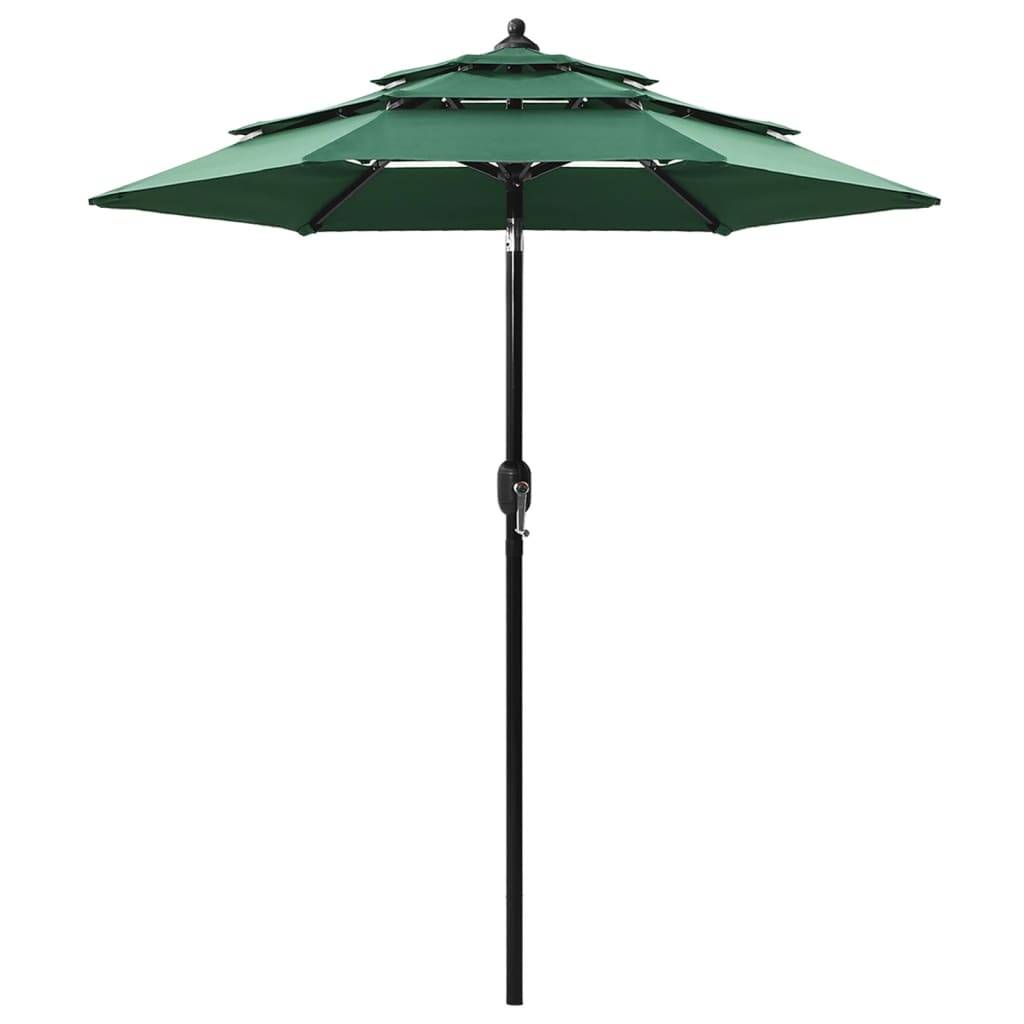 Helloshop26 - Parasol mobilier de jardin à 3 niveaux avec mât en aluminium 2 m vert - Image 1