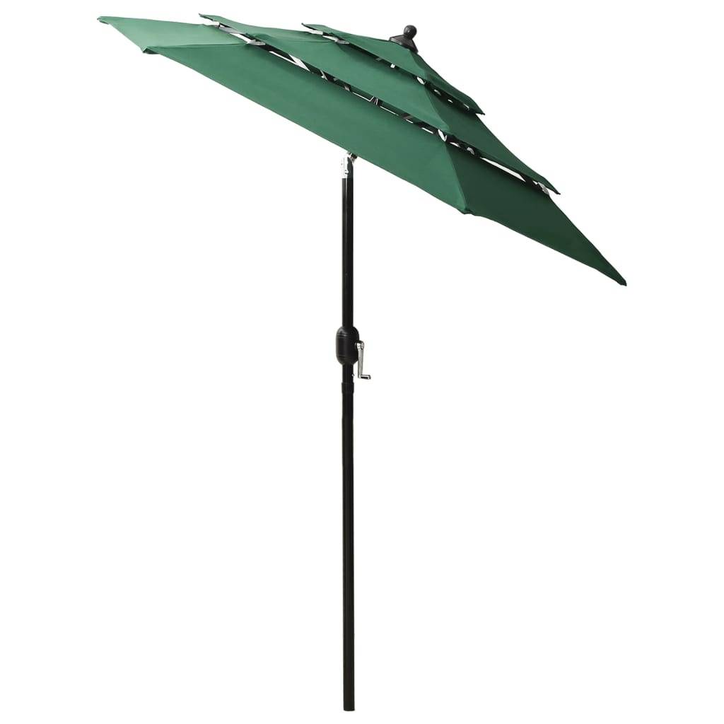 Helloshop26 - Parasol mobilier de jardin à 3 niveaux avec mât en aluminium 2 m vert - Image 3
