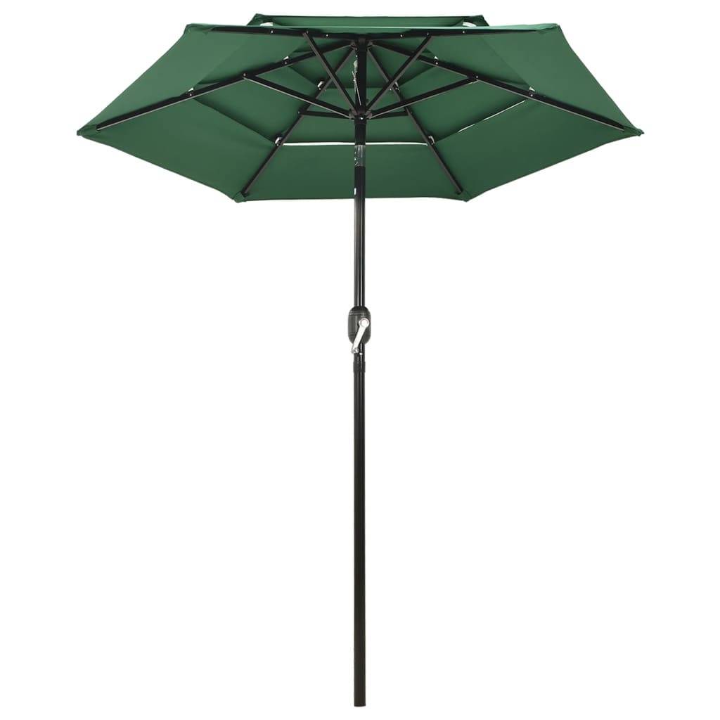 Helloshop26 - Parasol mobilier de jardin à 3 niveaux avec mât en aluminium 2 m vert - Image 2