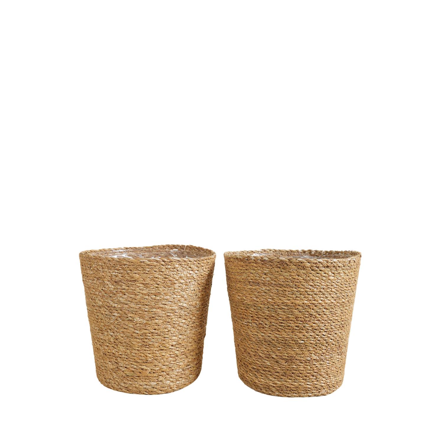 P. à Plantes Tressé Maki - Lot de 2 Pots - Beige - Jonc de Mer - Panier pour Plantes - Image 1