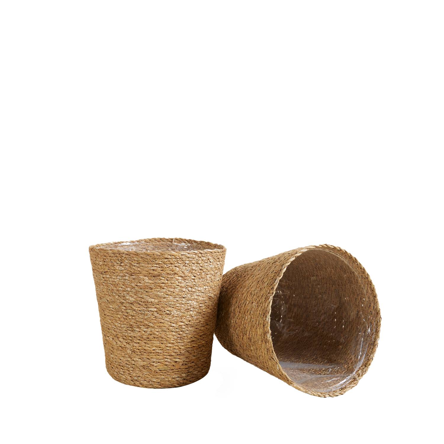 P. à Plantes Tressé Maki - Lot de 2 Pots - Beige - Jonc de Mer - Panier pour Plantes - Image 3