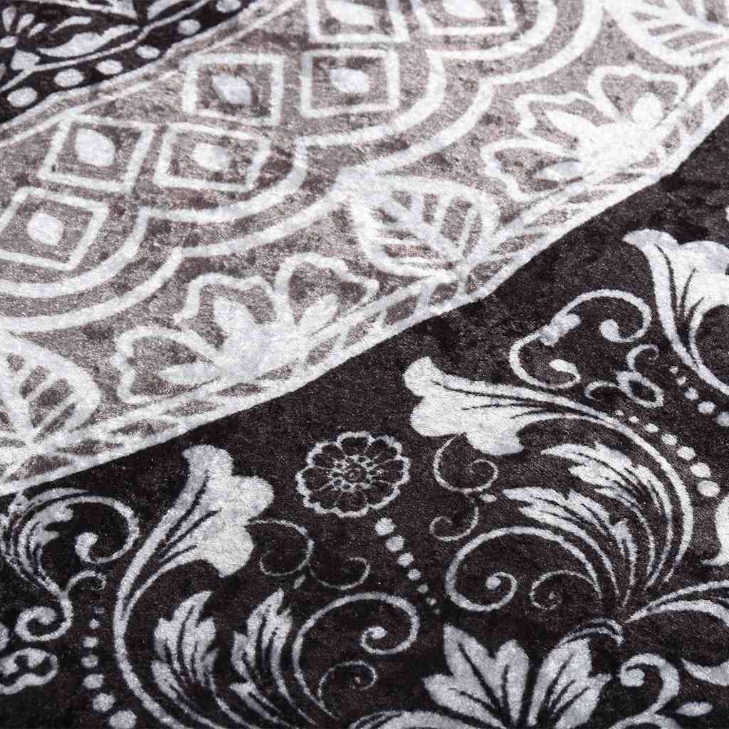 Lot De 4 Tapis Lavables Antidérapants Style Romain - Design Gris Argenté - Neuf Avec Étiquettes