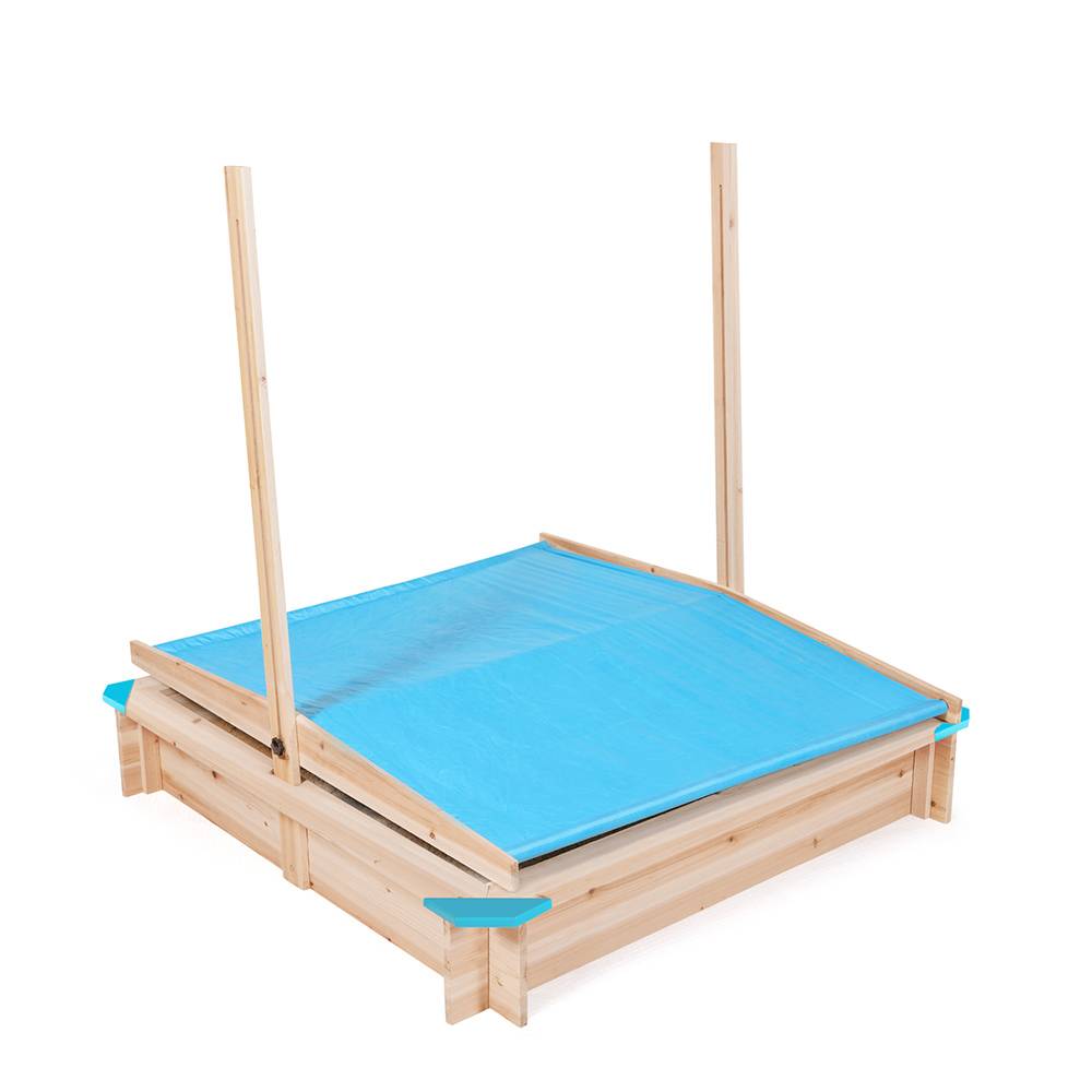 Bac à sable en bois avec toit réglable "Sandyfun" 115x115 cm - Image 3