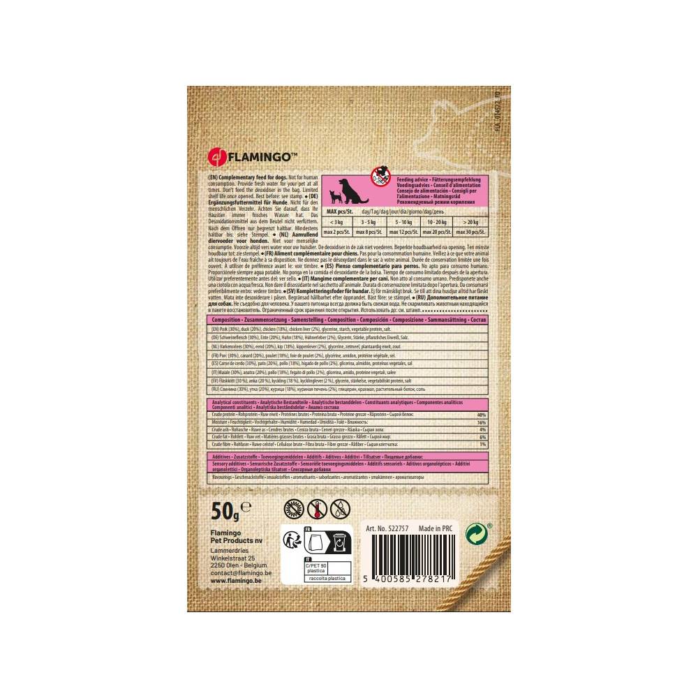 Flamingo - Friandises lanières de bacon 50 g pour chien - Image 3