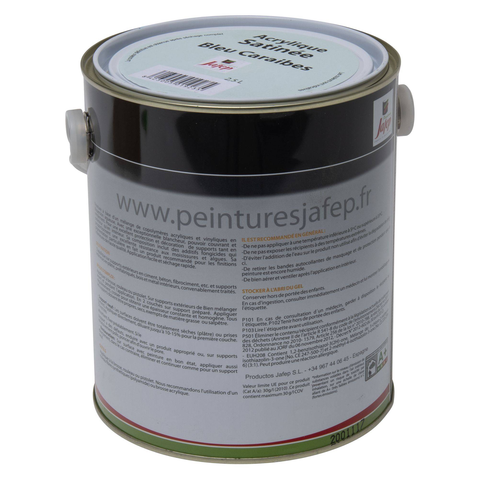 Peinture acrylique satinée bleu caraïbes Jafep - 2,5 L - Image 4