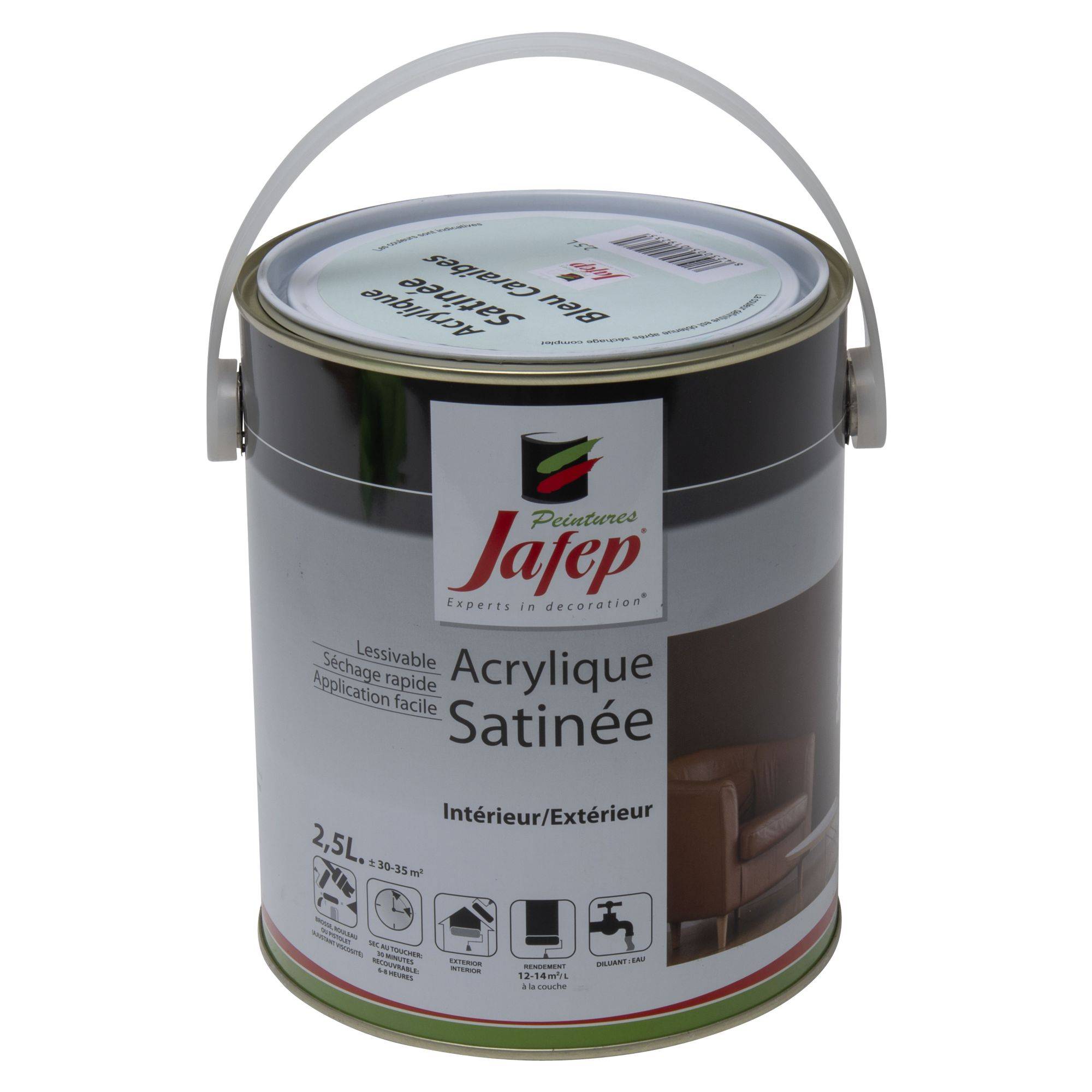 Peinture acrylique satinée bleu caraïbes Jafep - 2,5 L - Image 2
