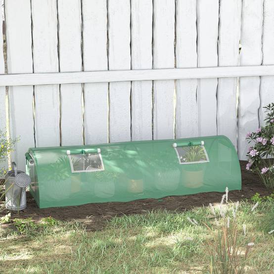 Mini Serre de Jardin mini serre tunnel à tomates 200 x 80 x 45 cm Acier PE Anti-UV 4 portes en filet enroulables vert - Image 3
