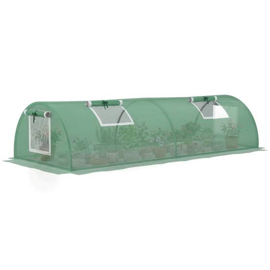 Mini Serre de Jardin mini serre tunnel à tomates 200 x 80 x 45 cm Acier PE Anti-UV 4 portes en filet enroulables vert - Image 1