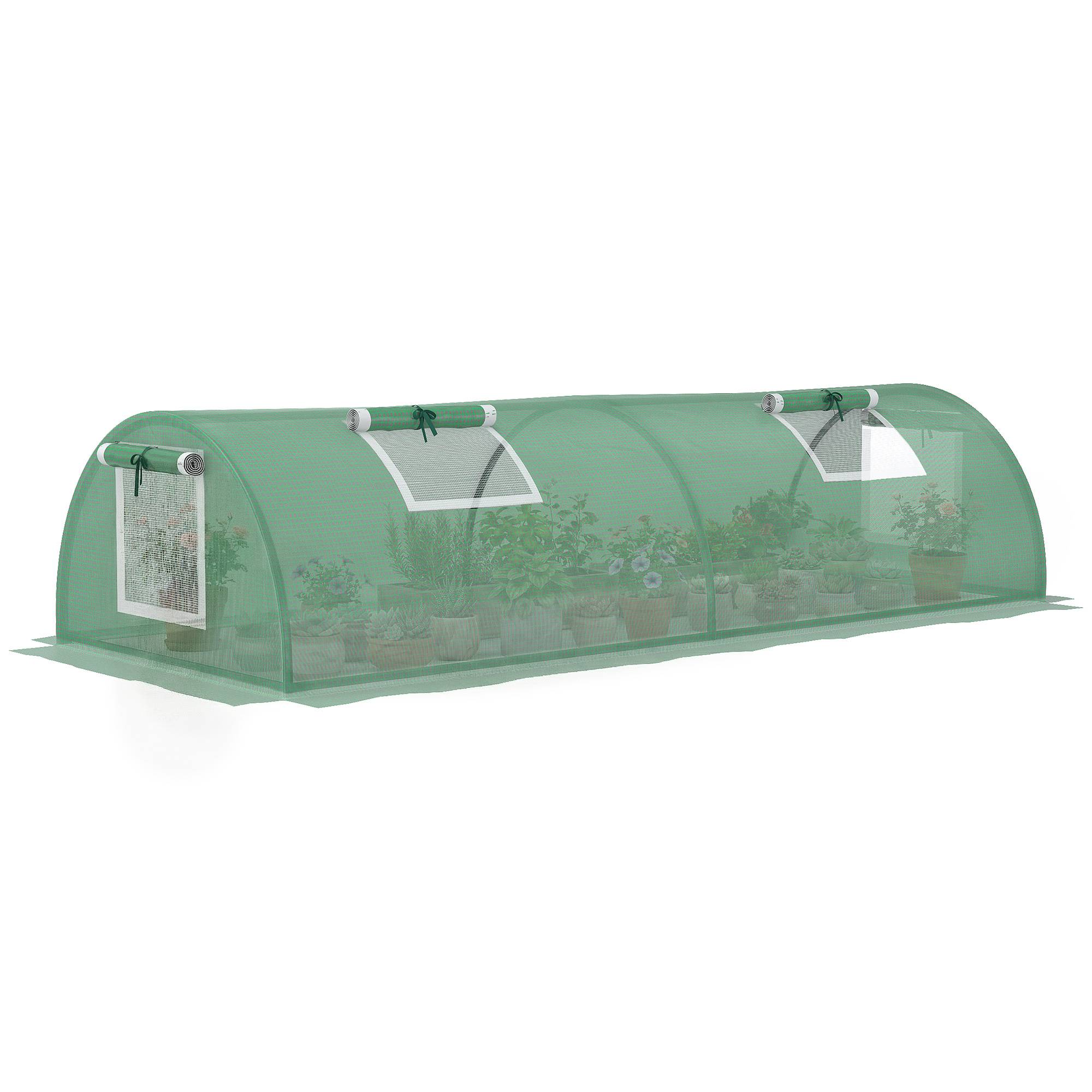 Mini Serre de Jardin mini serre tunnel à tomates 200 x 80 x 45 cm Acier PE Anti-UV 4 portes en filet enroulables vert - Image 1