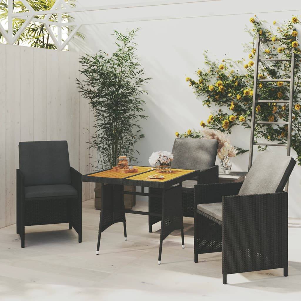PANGIVO - Table de jardin noir résine tressée et acacia 70 x 70 x 72 cm - PANGIVO - Image 1