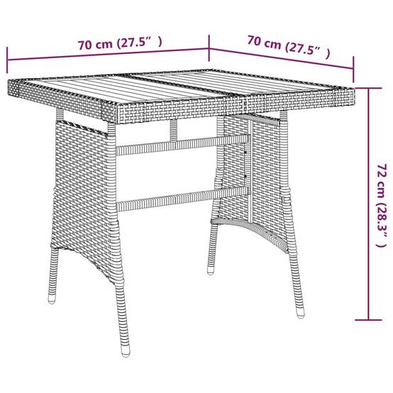 PANGIVO - Table de jardin noir résine tressée et acacia 70 x 70 x 72 cm - PANGIVO - Image 5