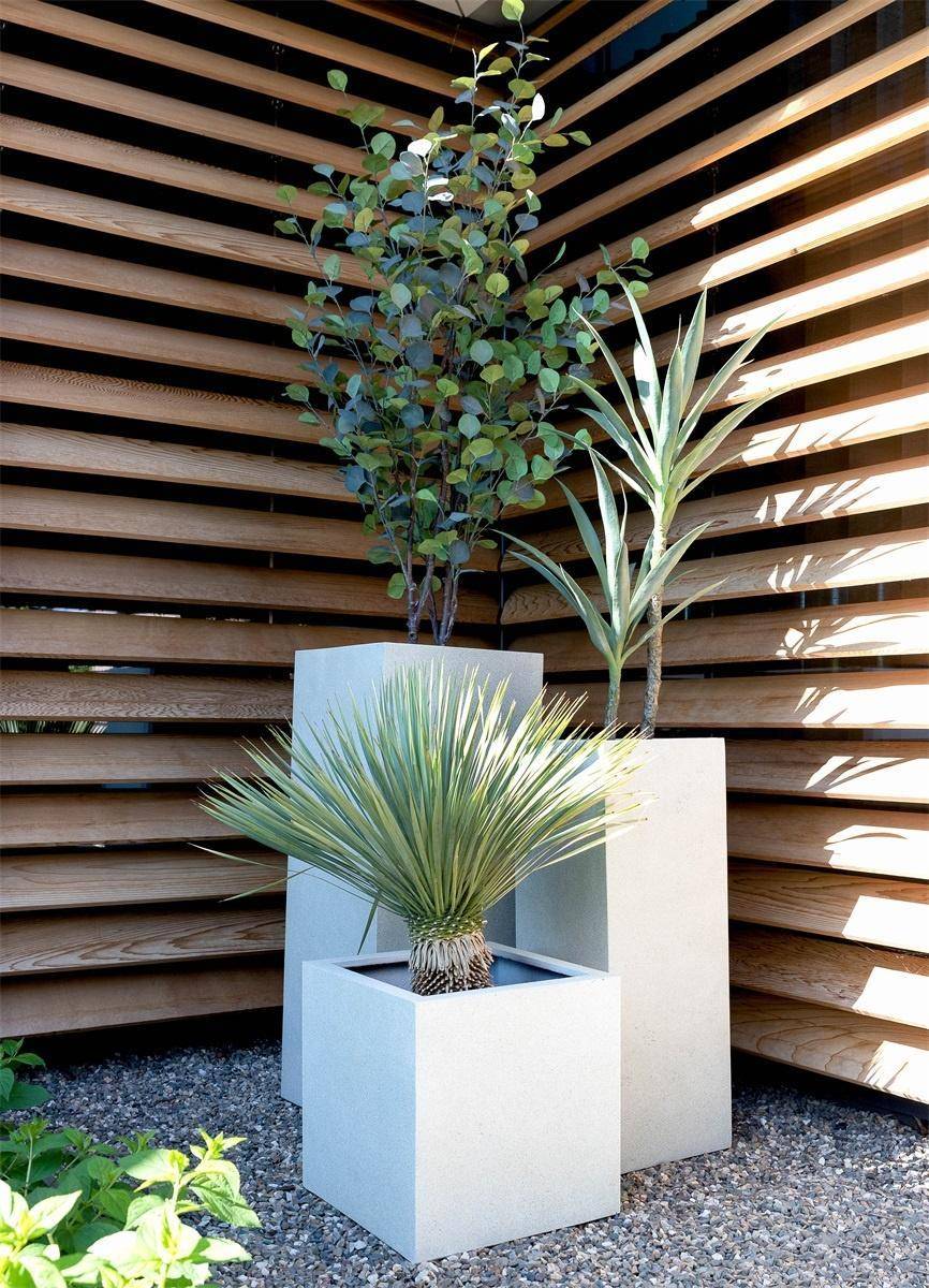 Pot Grigio Cube Blanc Antique 50 cm- La Green Touch - Image 2