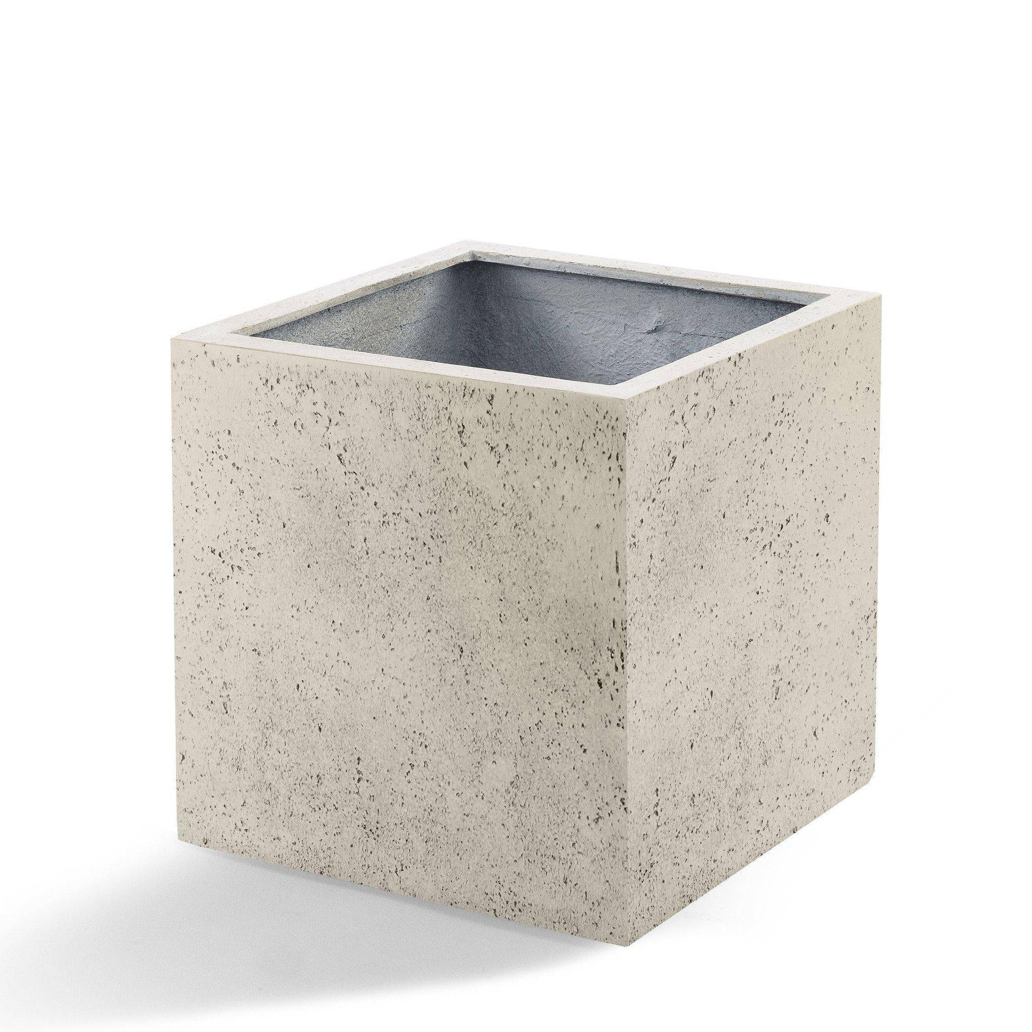Pot Grigio Cube Blanc Antique 50 cm- La Green Touch - Image 1