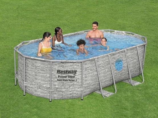Bestway - Power Steel SwimVista ovale, 427x250x100cm, FAC, bâche, échelle - Image 1