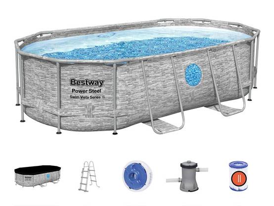Bestway - Power Steel SwimVista ovale, 427x250x100cm, FAC, bâche, échelle - Image 7