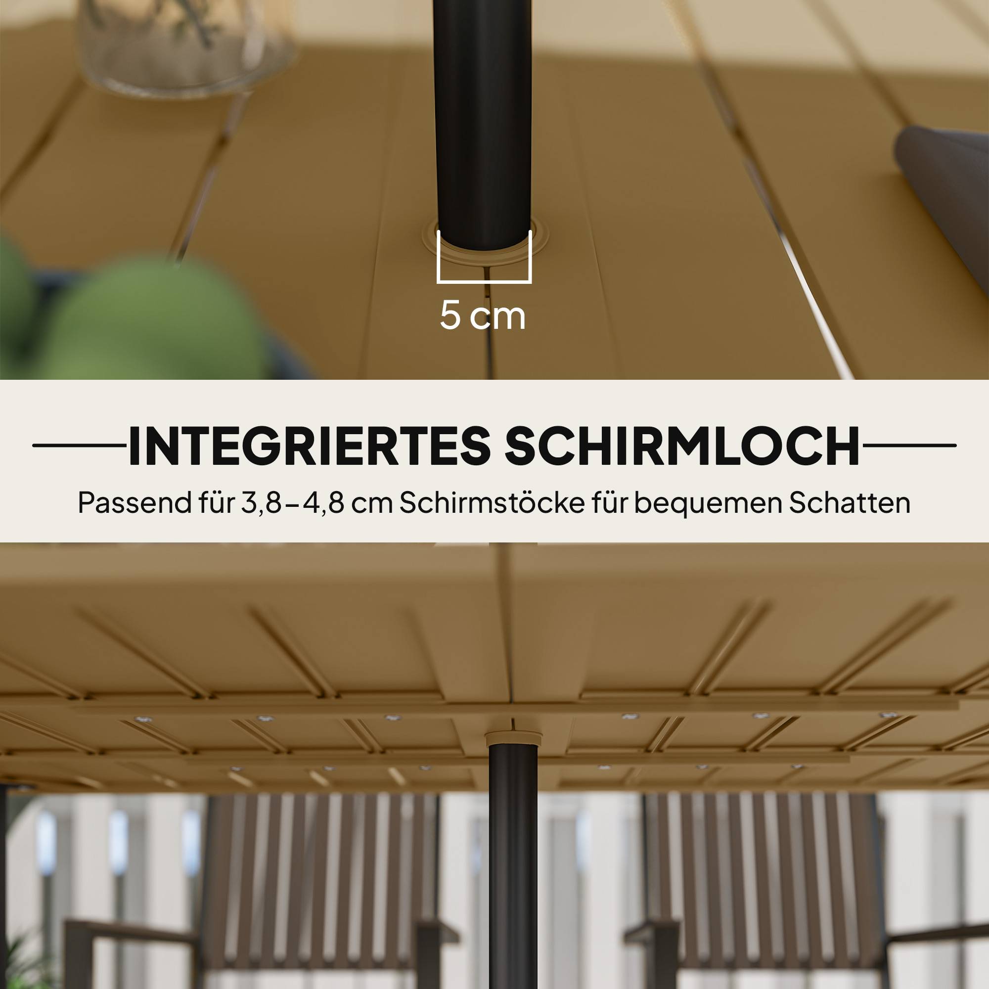 ComfortXL - Table de jardin acier marron 150 x 90 cm 6 personnes avec trou pour parasol - ComfortXL Outdoor Living - Image 7
