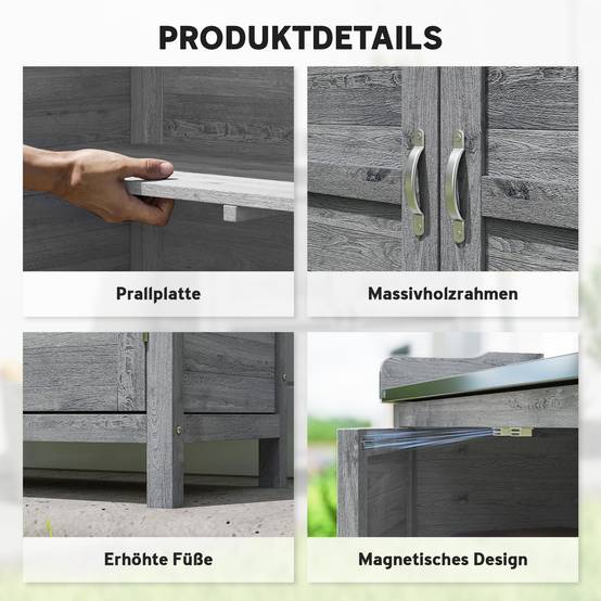 ComfortXL - Armoire de jardin en sapin gris 83 x 40 x 92 cm avec table de rempotage plateau galvanisé et 2 étagères - Image 6