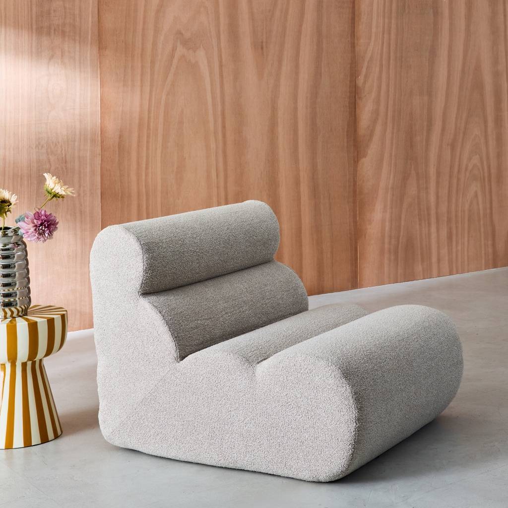 sweeek - Chauffeuse bouclette texturée beige 1 place - L 81 x P 99 x H 75cm - Nova | sweeek - Image 1