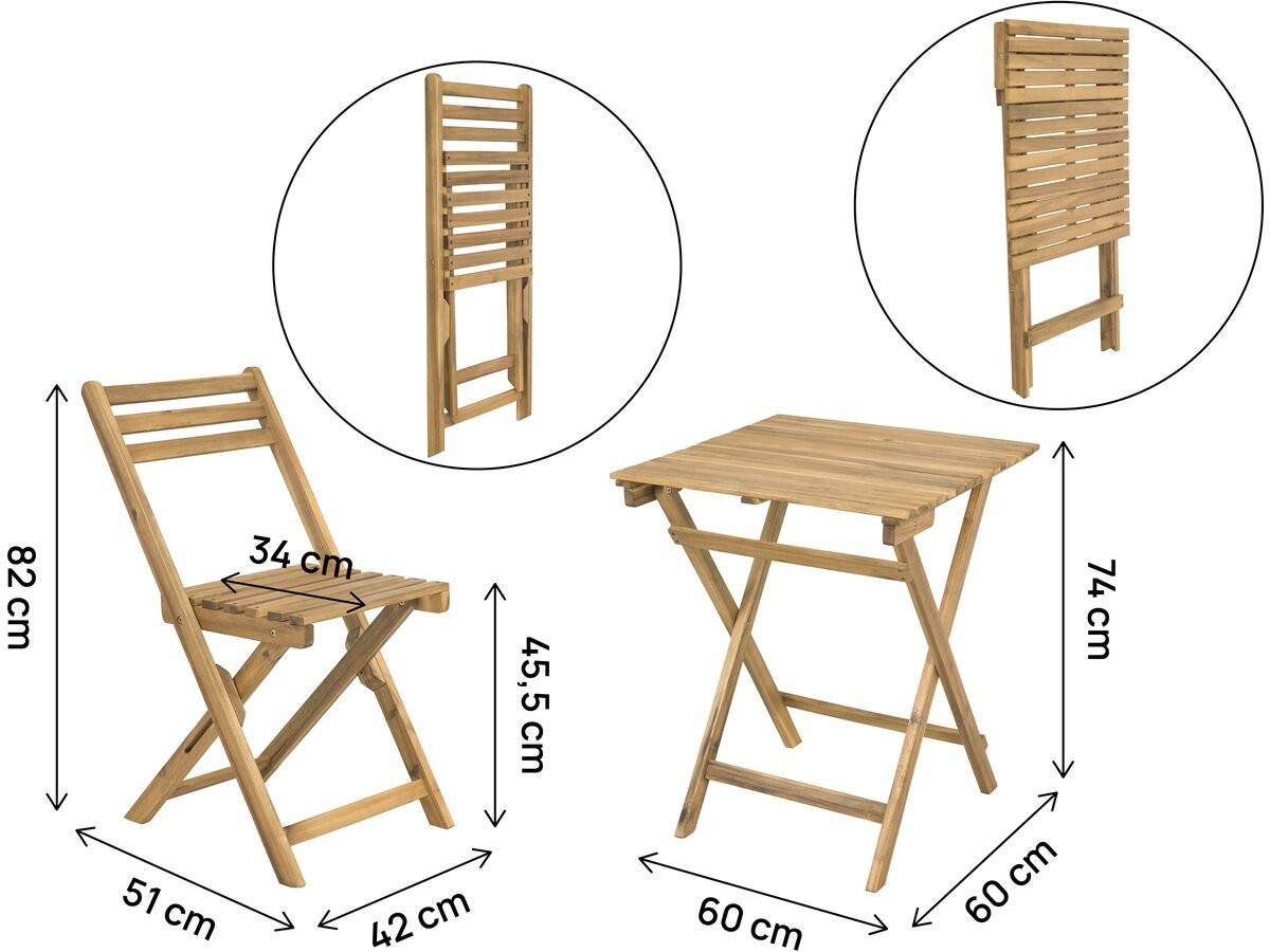 Ensemble Table Et Chaises De Jardin "aldo" En Bois - 2 Places - Marron -habitat Et Jardin - Image 3