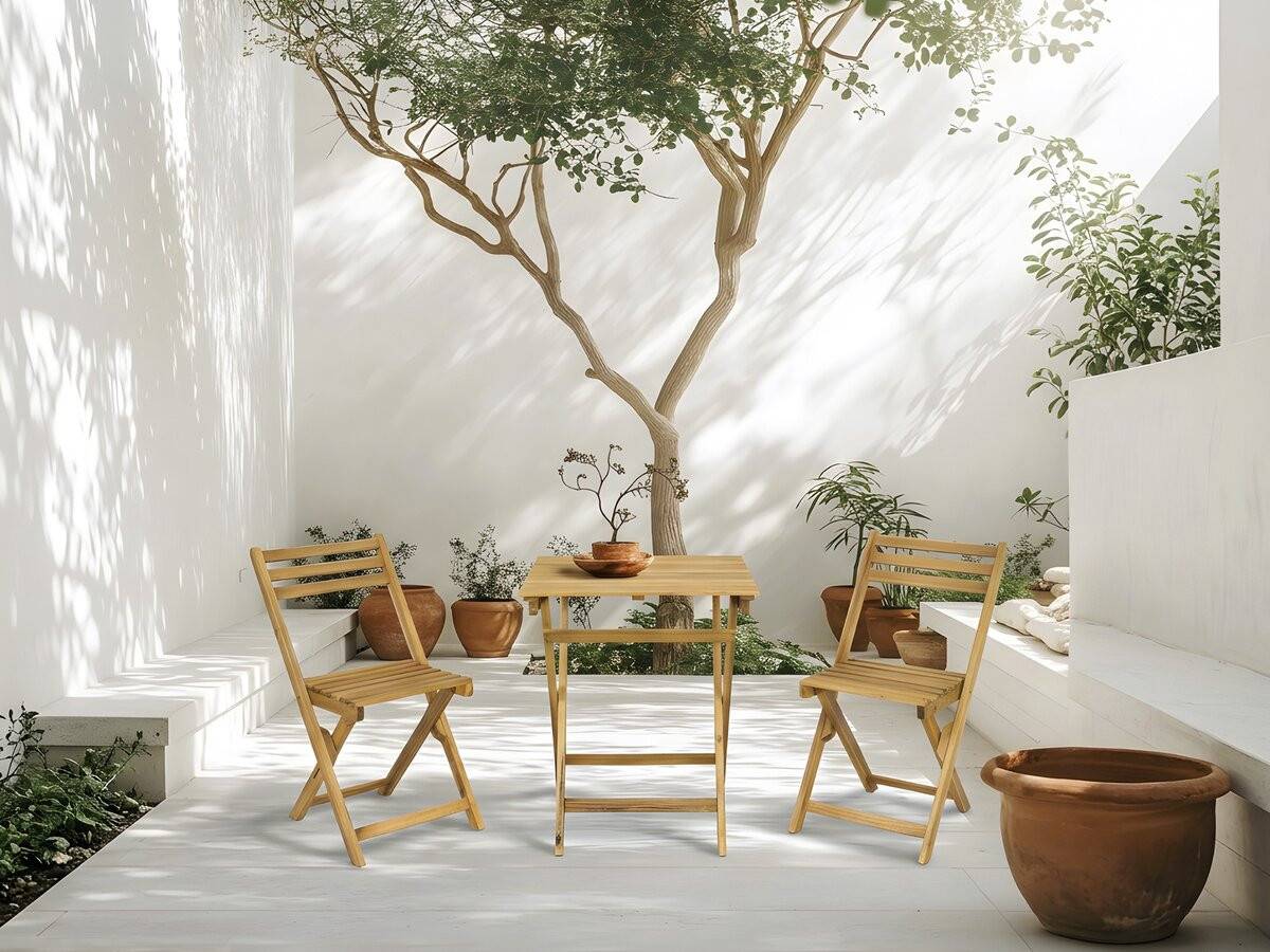 Habitat Et Jardin - Ensemble Table Et Chaises De Jardin "aldo" En Bois - 2 Places - Marron -habitat Et Jardin - Image 2