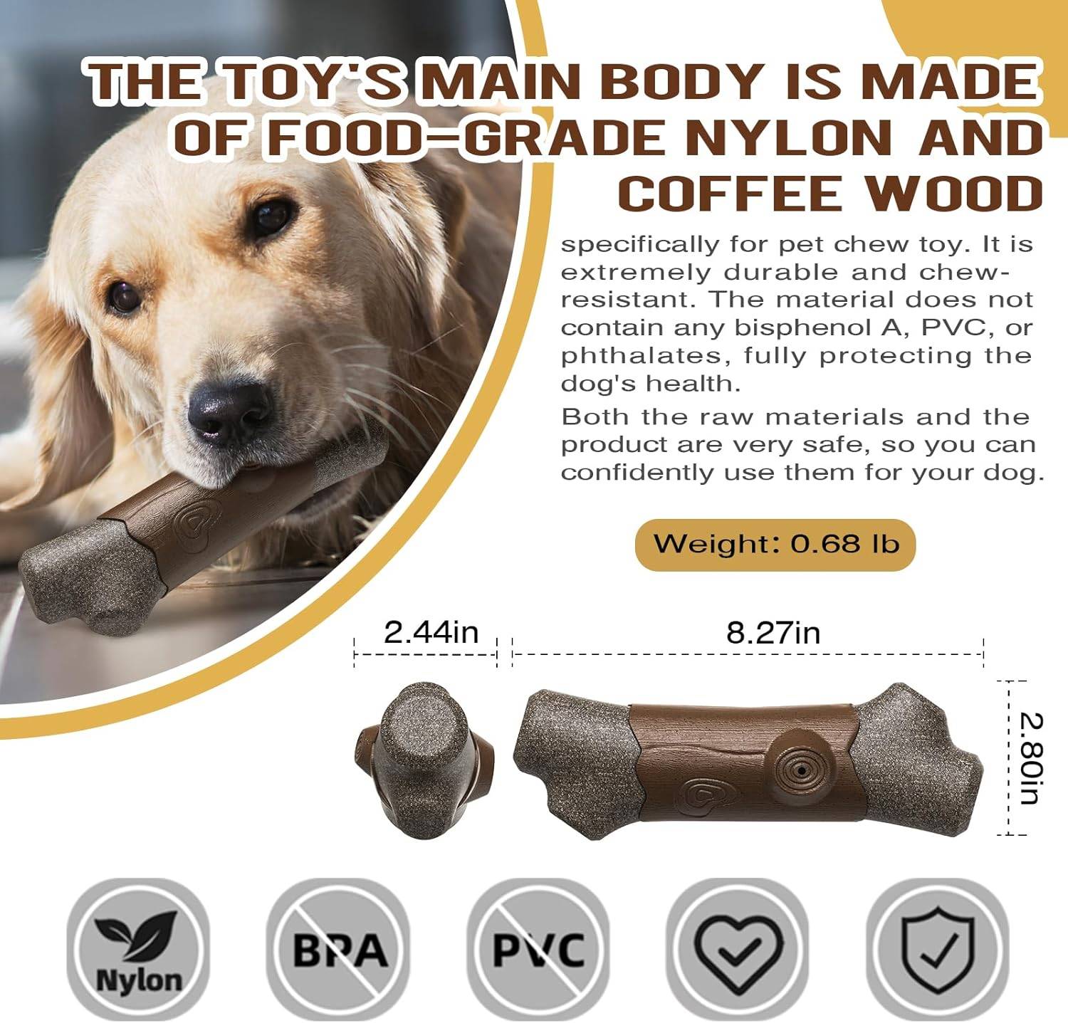 Bâtonnet couineur à mâcher en forme de branche pour grand chien-Living123 - Image 6
