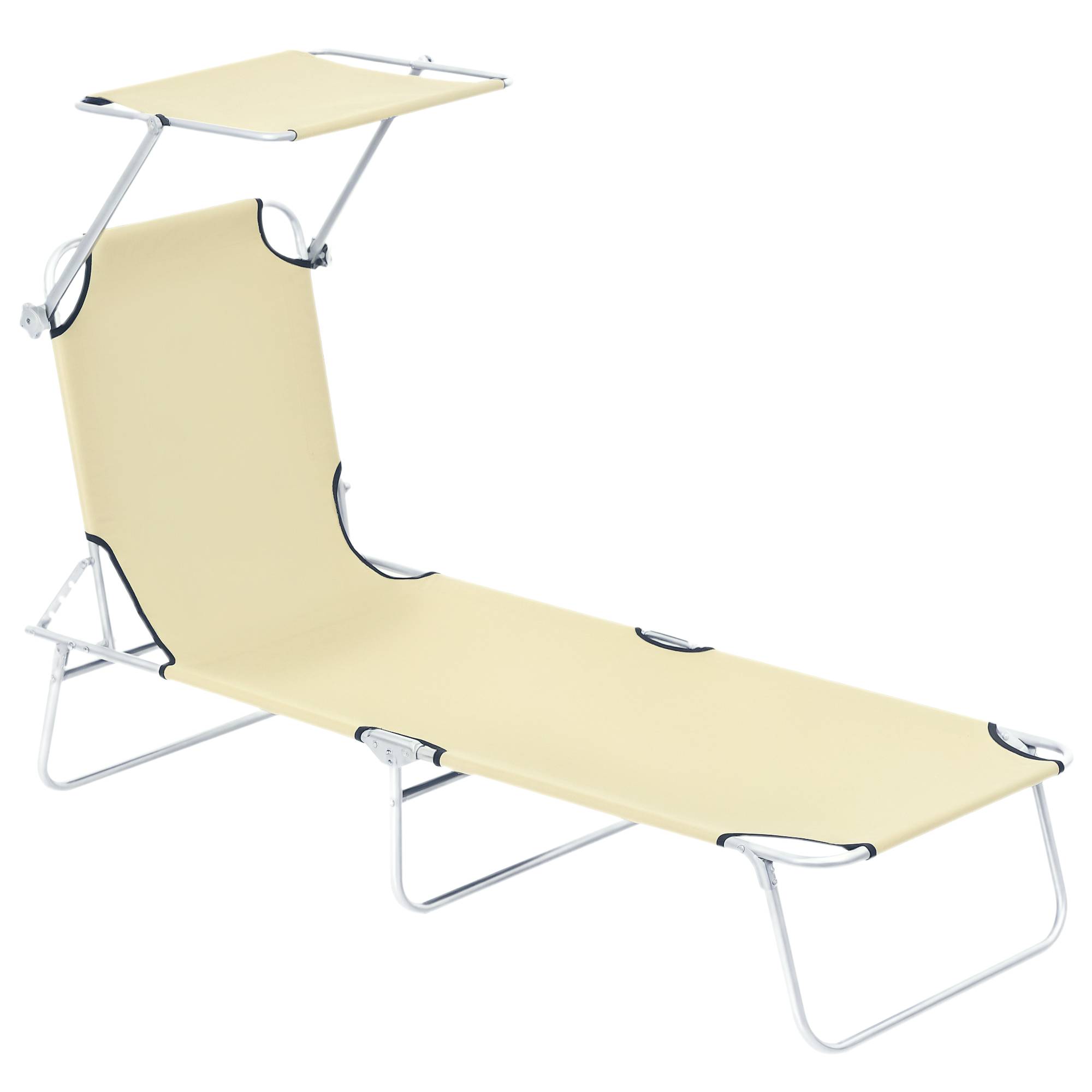 Sans Marque - Transat Bain de Soleil Pliable Chaise Longue Pliante Dossier Inclinable Multi-positions et Pare-Soleil réglable - Image 1