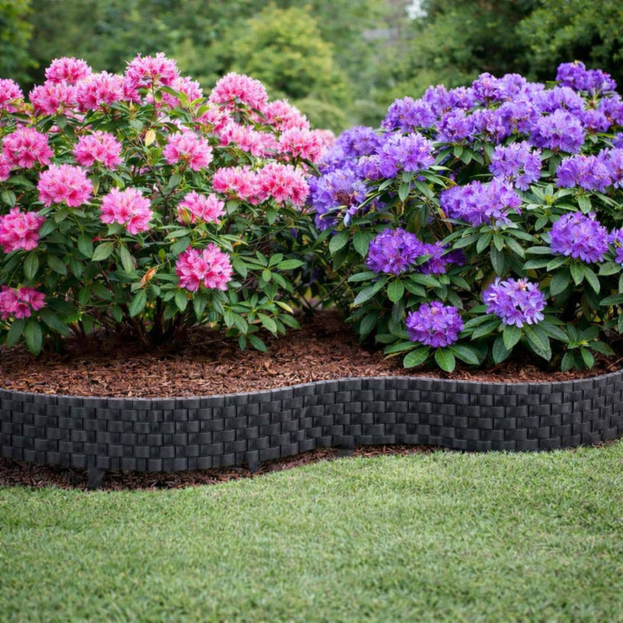 Bordure de pelouse aspect rotin anthracite 12x80 cm – Bordure jardin plastique modulable, délimitation allée - Image 7