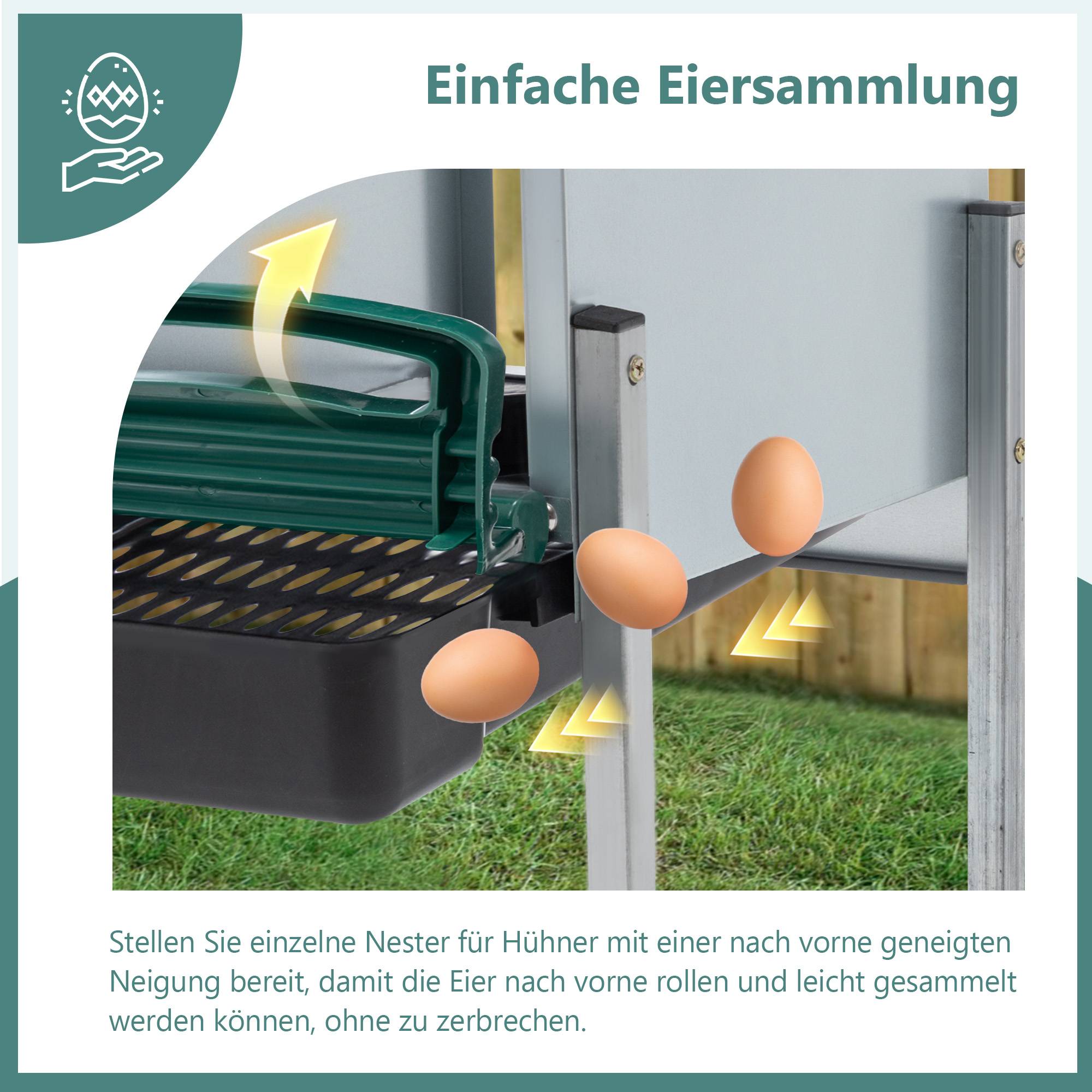 Pondoir poules 3 compartiments acier pour poulailler ramassage facile 80x33x81cm vert - ComfortXL Outdoor Living - Image 6